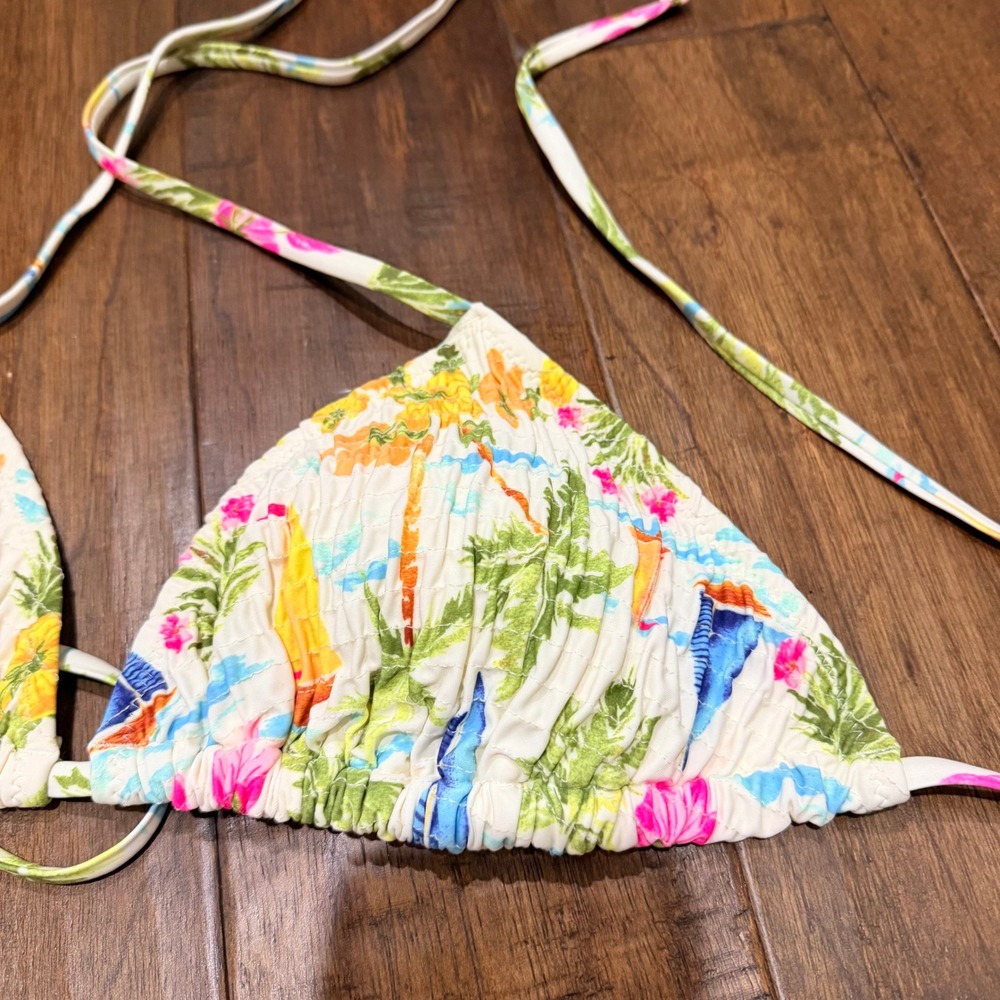 Old Navy Womens Tropical Floral Smocked Triangle Bikini Set Multicolor Large‎ - Picture 6 of 12